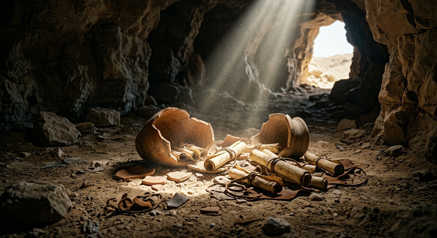 Intérieur d'une grotte de Qumrân