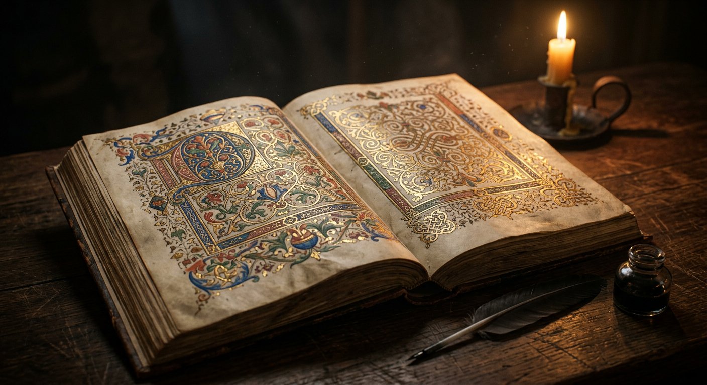 Codex enluminé doré ouvert