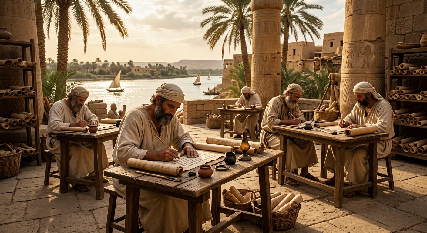 Scribes hébreux transcrivant des textes en Égypte ancienne