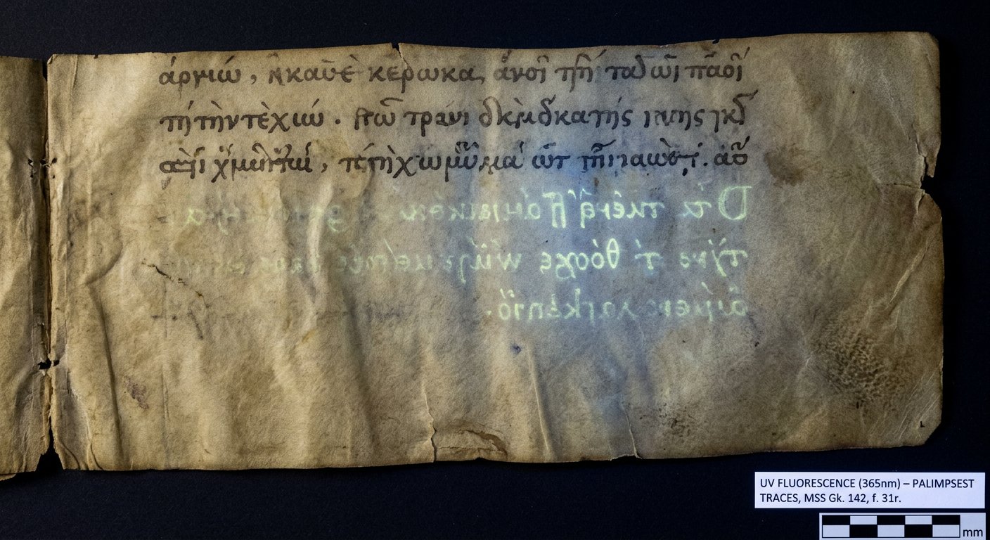 La même page sous imagerie multispectrale : lettres fantômes révélées