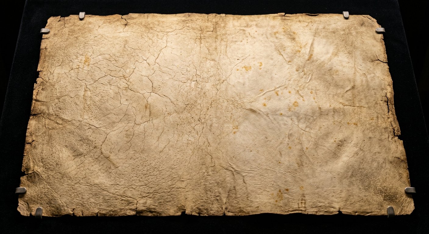 Page de parchemin sous lumière normale : traces à peine visibles