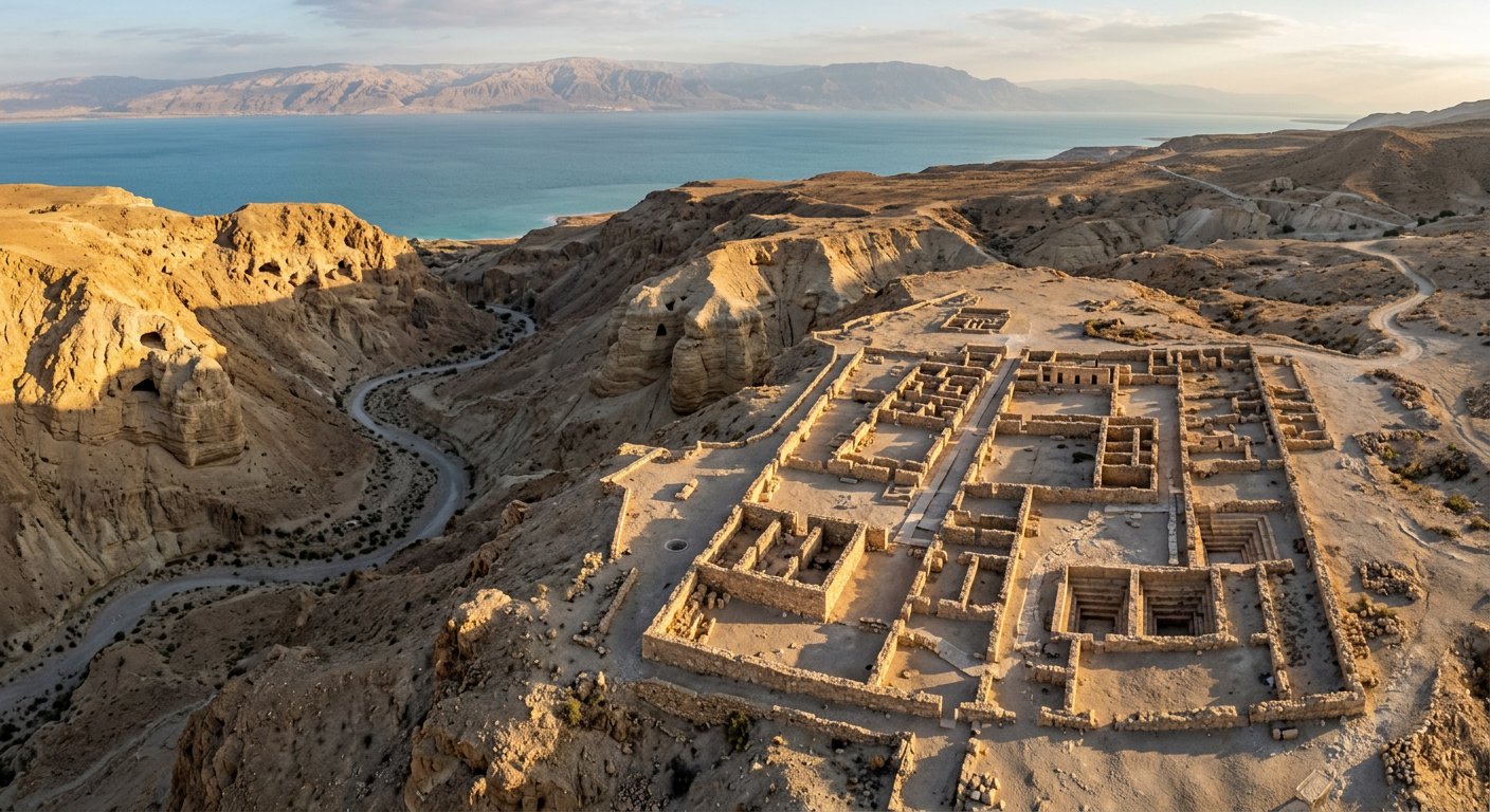 Site archéologique de Qumrân au-dessus de la mer Morte